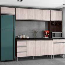 Cozinha Completa Compacta 280cm Madrid Castanho - Montanaris Decor