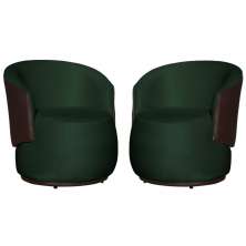 Kit 02 Poltronas Orgânica Decorativa Beatriz Veludo Verde/PU Marrom - Montanaris Decor