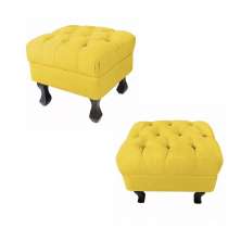 Kit 02 Puffs Decorativo Luiz Xv Veludo Amarelo - Montanaris Decor