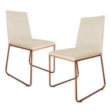 Kit 2 Cadeiras de Jantar Estofada Lille Base Bronze Veludo Bege - Montanaris Decor