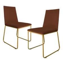 Kit 2 Cadeiras de Jantar Estofada Lille Base Gold Veludo Terracota - Montanaris Decor