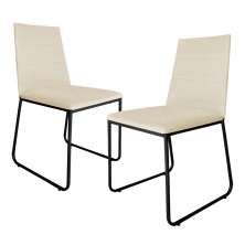 Kit 2 Cadeiras de Jantar Estofada Lille Base Preta Veludo Bege - Montanaris Decor