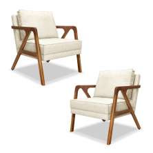 Kit 2 Poltronas Decorativa Ana para Sala de Estar Linho Off White - Montanaris Decor