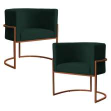 Kit 2 Poltronas Decorativa Luana Base Bronze Veludo Verde - Montanaris Decor