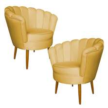 Kit 2 Poltronas Decorativa Sala de Estar Pétala Veludo Amarelo - Montanaris Decor