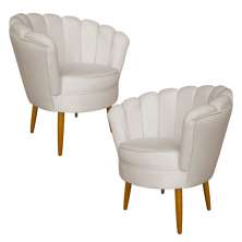 Kit 2 Poltronas Decorativa Sala de Estar Pétala Veludo Bege - Montanaris Decor