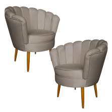 Kit 2 Poltronas Decorativa Sala de Estar Pétala Veludo Cappuccino - Montanaris Decor