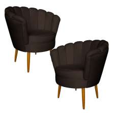 Kit 2 Poltronas Decorativa Sala de Estar Pétala Veludo Marrom - Montanaris Decor
