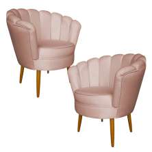 Kit 2 Poltronas Decorativa Sala de Estar Pétala Veludo Rosê - Montanaris Decor