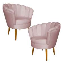 Kit 2 Poltronas Decorativa Sala de Estar Pétala Veludo Rosê Claro - Montanaris Decor