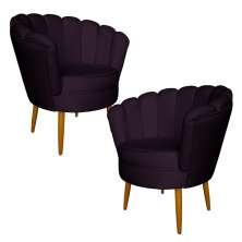 Kit 2 Poltronas Decorativa Sala de Estar Pétala Veludo Roxo - Montanaris Decor