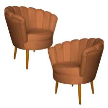Kit 2 Poltronas Decorativa Sala de Estar Pétala Veludo Terracota - Montanaris Decor
