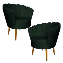 Kit 2 Poltronas Decorativa Sala de Estar Pétala Veludo Verde - Montanaris Decor