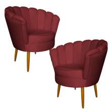 Kit 2 Poltronas Decorativa Sala de Estar Pétala Veludo Vermelho - Montanaris Decor