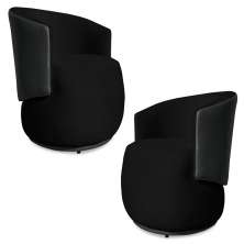 Kit 2 Poltronas Orgânica Decorativa Lara Veludo Preto/PU Cinza - Montanaris Decor