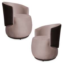 Kit 2 Poltronas Orgânica Decorativa Lara Veludo Rosê/PU Marrom - Montanaris Decor
