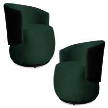 Kit 2 Poltronas Orgânica Decorativa Lara Veludo Verde/PU Preto - Montanaris Decor