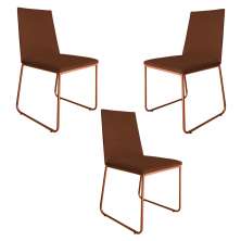 Kit 3 Cadeiras de Jantar Estofada Lille Base Bronze Veludo Terracota - Montanaris Decor