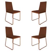 Kit 4 Cadeiras de Jantar Estofada Lille Base Bronze Veludo Terracota - Montanaris Decor