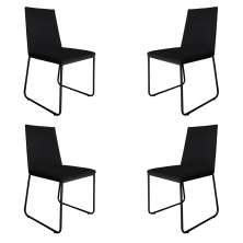 Kit 4 Cadeiras de Jantar Estofada Lille Base Preta Veludo Preto - Montanaris Decor