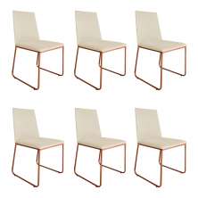 Kit 6 Cadeiras de Jantar Estofada Lille Base Bronze Veludo Bege - Montanaris Decor