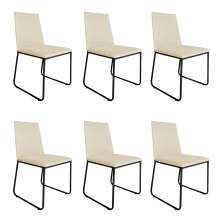 Kit 6 Cadeiras de Jantar Estofada Lille Base Preta Veludo Bege - Montanaris Decor