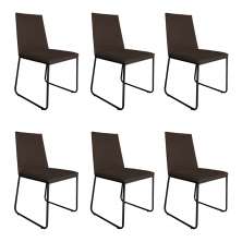 Kit 6 Cadeiras de Jantar Estofada Lille Base Preta Veludo Marrom - Montanaris Decor