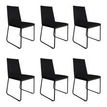 Kit 6 Cadeiras de Jantar Estofada Lille Base Preta Veludo Preto - Montanaris Decor