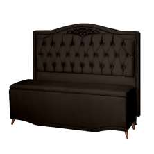 Kit Cabeceira e Calçadeira Baú Maitê Casal King 195cm Veludo Marrom - Montanaris Decor
