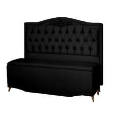 Kit Cabeceira e Calçadeira Baú Maitê Casal Queen 160cm Veludo Preto - Montanaris Decor