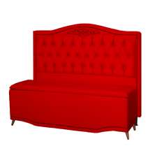 Kit Cabeceira e Calçadeira Baú Maitê Casal Queen 160cm Veludo Vermelho - Montanaris Decor