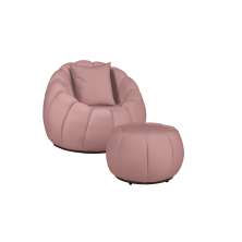 Kit Poltrona Decorativa C/Puff e Almofada  Concha Veludo Rosa - Montanaris Decor