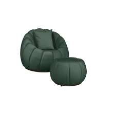 Kit Poltrona Decorativa C/Puff e Almofada Concha Veludo Verde  - Montanaris Decor