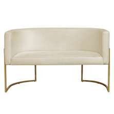 Namoradeira 2 Lugares Decorativa Luana Base Gold Veludo Bege - Montanaris Decor