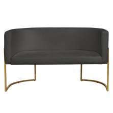 Namoradeira 2 Lugares Decorativa Luana Base Gold Veludo Cinza - Montanaris Decor