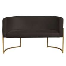 Namoradeira 2 Lugares Decorativa Luana Base Gold Veludo Marrom - Montanaris Decor