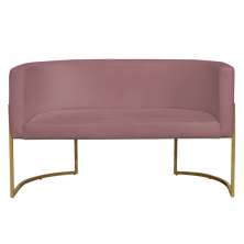 Namoradeira 2 Lugares Decorativa Luana Base Gold Veludo Rosê - Montanaris Decor