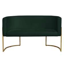 Namoradeira 2 Lugares Decorativa Luana Base Gold Veludo Verde - Montanaris Decor