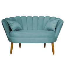 Namoradeira Pétala 2 Lugares Decorativa Veludo Azul Turquesa - Montanaris Decor