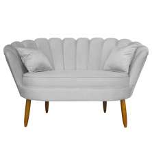 Namoradeira Pétala 2 Lugares Decorativa Veludo Cinza - Montanaris Decor