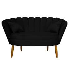 Namoradeira Pétala 2 Lugares Decorativa Veludo Preto - Montanaris Decor