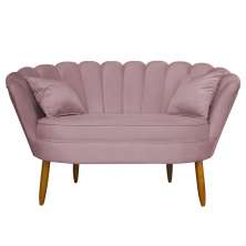 Namoradeira Pétala 2 Lugares Decorativa Veludo Rosê - Montanaris Decor
