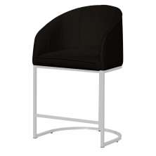 Poltrona Cadeira Banqueta Mia Base Branca Veludo Preto - Montanaris Decor