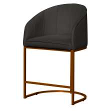 Poltrona Cadeira Banqueta Mia Base Bronze Veludo Grafite - Montanaris Decor