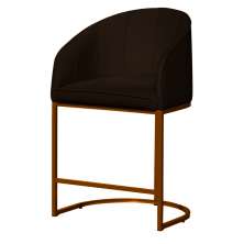 Poltrona Cadeira Banqueta Mia Base Bronze Veludo Marrom - Montanaris Decor
