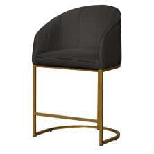 Poltrona Cadeira Banqueta Mia Base Dourada Veludo Grafite - Montanaris Decor