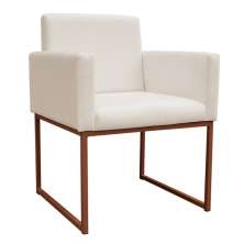 Poltrona Decorativa Base De Ferro Bronze Veludo Bege - Montanaris Decor
