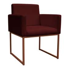 Poltrona Decorativa Base De Ferro Bronze Veludo Bordo - Montanaris Decor