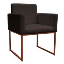 Poltrona Decorativa Base De Ferro Bronze Veludo Marrom - Montanaris Decor
