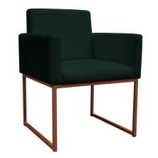 Poltrona Decorativa Base De Ferro Bronze Veludo Verde - Montanaris Decor